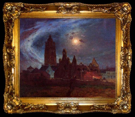 framed  unknow artist The Bourg-de-Batz Church under the Moon, ta009-2